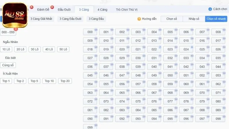 Cách chơi đề 3 càng MU88 chi tiết